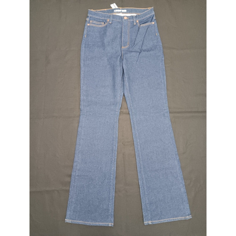 NEW Lands End Women's Dark Wash Bootcut Denim Jeans Blue Mid Rise Size 12 Tall